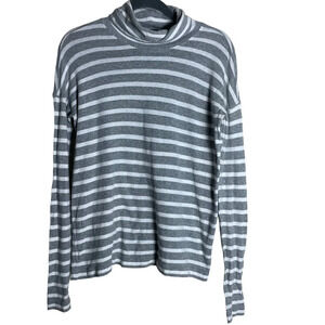 J. Crew Long Sleeve Striped Turtleneck Top Gray White XXS